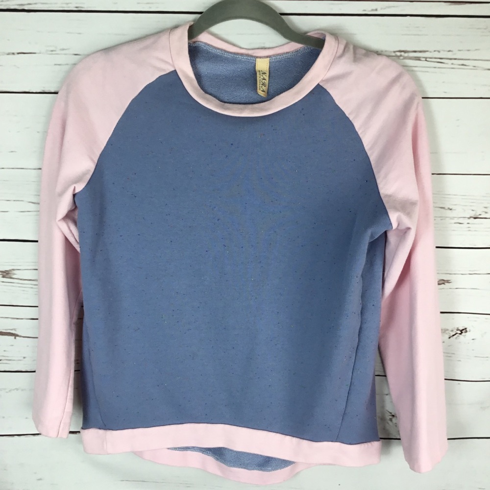 NARA Pink & Blue‎ Speckle Long Sleeve Sweatshirt Top. Women’s Size XS-S. Beach